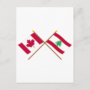 Canada and Lebanon Crossed Flags Postcard