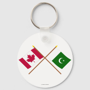 Canada and Pakistan Crossed Flags Key Ring