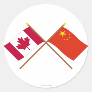 Canada and People's Republic of China Crossed Flag Classic Round Sticker