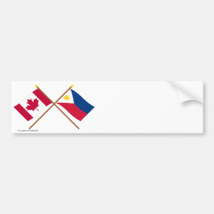 Canada and Philippines Crossed Flags Bumper Sticker