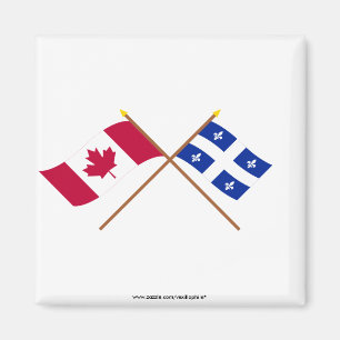 Canada and Quebec Crossed Flags Magnet