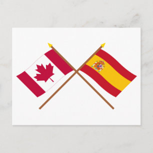Canada and Spain Crossed Flags Postcard