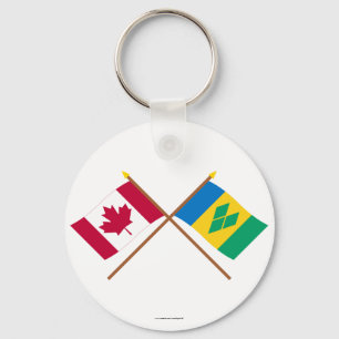 Canada and St Vincent Crossed Flags Key Ring