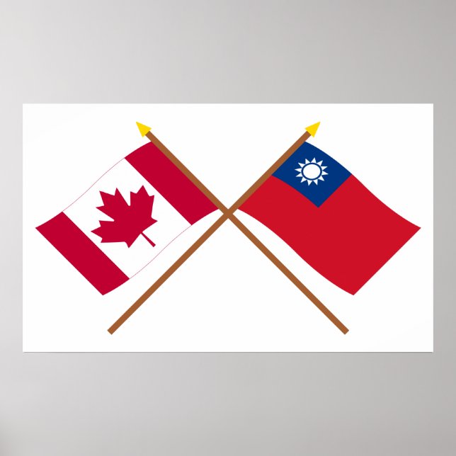 Canada and Taiwan Crossed Flags Poster (Front)