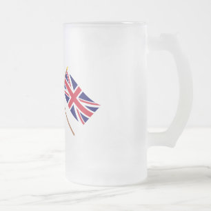 Canada and the United Kingdom Crossed Flags Frosted Glass Beer Mug