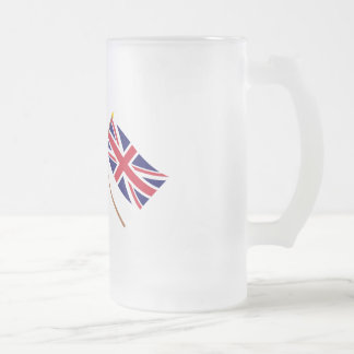 Canada and the United Kingdom Crossed Flags Frosted Glass Beer Mug