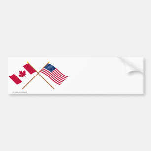 Canada and the United States Crossed Flags Bumper Sticker