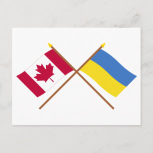 Canada and Ukraine Crossed Flags Postcard