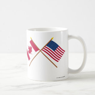 Canada and United States Crossed Flags Coffee Mug