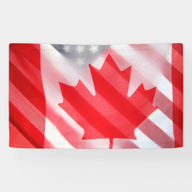 Canada and USA flags Banner (Horizontal)