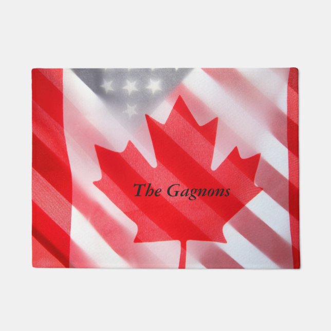 Canada and USA flags Doormat (Front)
