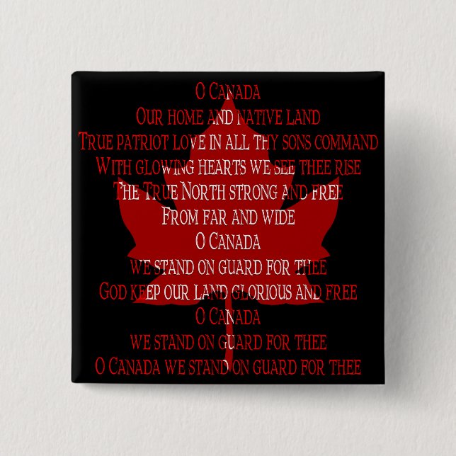 Canada Anthem Button Canada Souvenirs Canada Gift (Front)