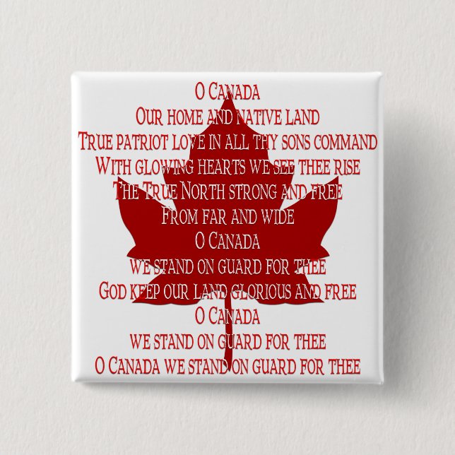 Canada Anthem Button Canada Souvenirs Canada Gift (Front)