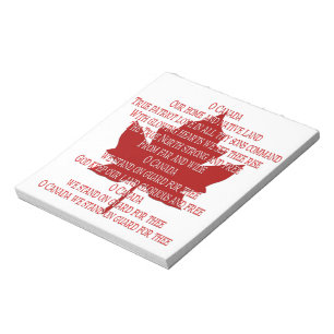 Canada Anthem Souvenir Notepad Canada Gifts