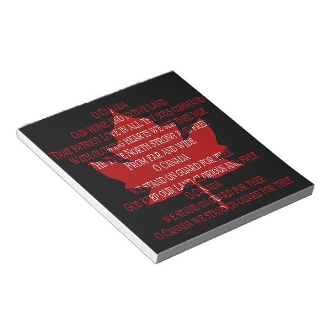 Canada Anthem Souvenir Notepad Canada Gifts (Angled)