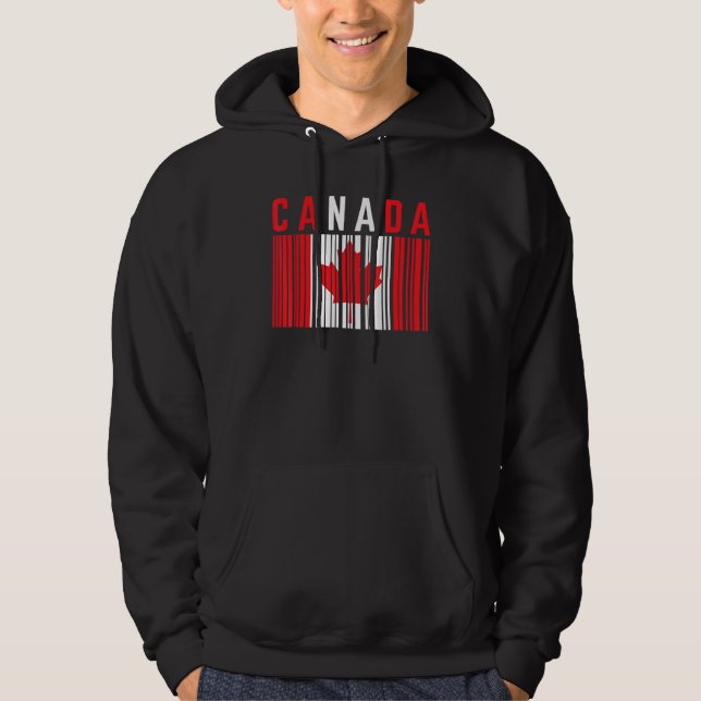Canada Barcode Maple Leaf Canada Flag Pride Canadi Hoodie (Front)