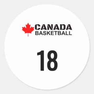 Canada Basketball Number 18 Design Gift Idea Classic Round Sticker