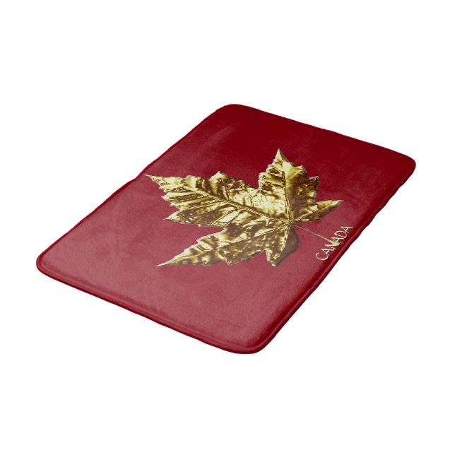 Canada Bath Mat Gold Custom Canada Souvenir Decor (Angled)