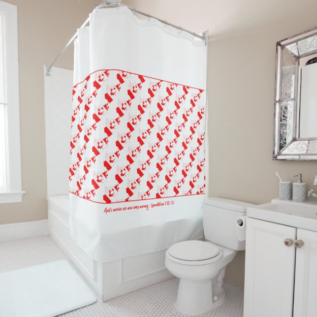 CANADA Bathroom Christian Scripture God's mercies Shower Curtain (In Situ)