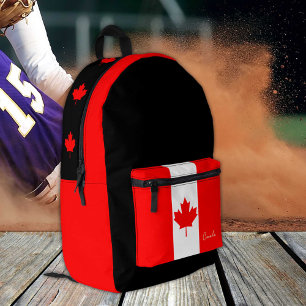 Canada, black backpack, Canadian Flag / patriotic Printed Backpack