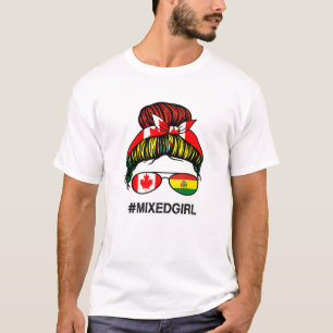 Canada Bolivia Flag Canadian Bolivian Messy Bun T-Shirt