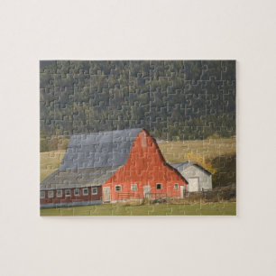 CANADA, British Columbia, Enderby. Red Barn / Jigsaw Puzzle