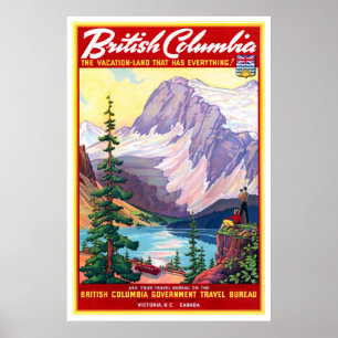 Canada British Columbia Vintage Poster Restored