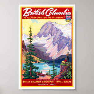 Canada British Columbia Vintage Poster Restored