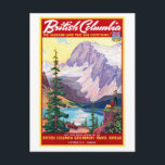 Canada British Columbia Vintage Poster Restored Postcard<br><div class="desc">Restored and digitally enhanced vintage travel poster of British Columbia, Canada. Please note that our posters are high quality reproductions based on professional, very high resolution scans off the originals. Our manual retouching process does not involve the use of filters that remove any original details or texture that you will...</div>