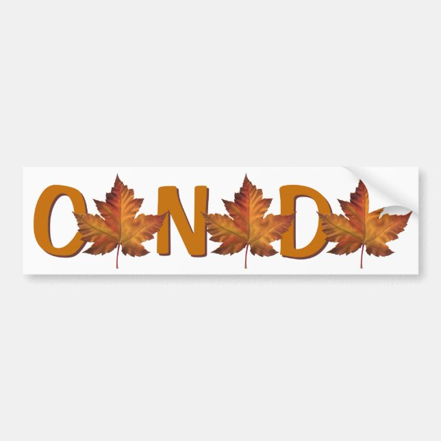 Canada Bumper Sticker Autumn Gold Maple Leaf (Front)