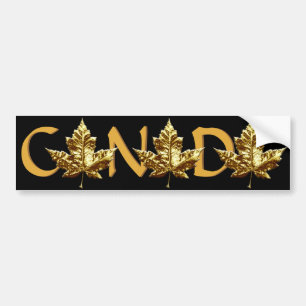 Canada Bumper Sticker Gold Maple Leaf Sticker