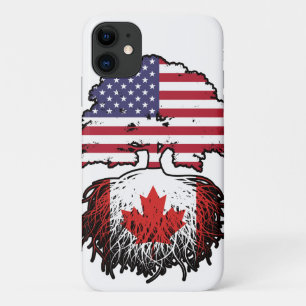 Canada Canadian American USA Tree Roots Flag iPhone 11 Case
