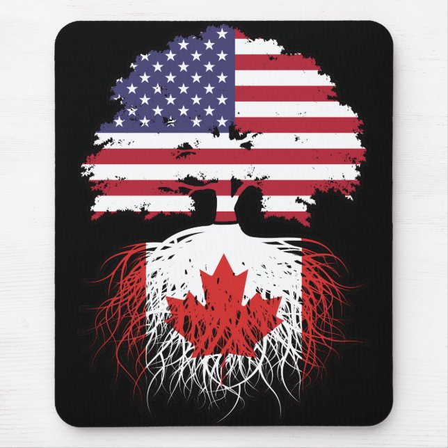 Canada Canadian American USA Tree Roots Flag Mouse Mat (Front)
