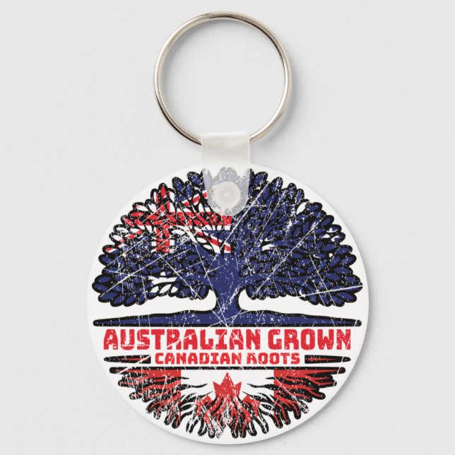 Canada Canadian Australia Australian Tree Roots Key Ring (Front)