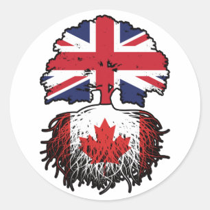 Canada Canadian British UK Tree Roots Flag Classic Round Sticker