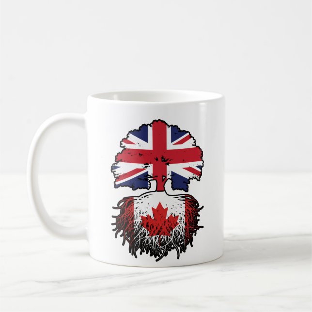 Canada Canadian British UK Tree Roots Flag Coffee Mug (Left)