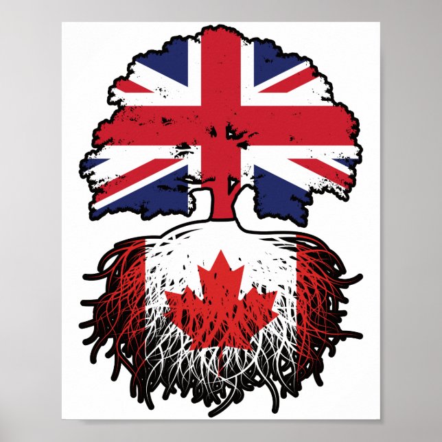Canada Canadian British UK Tree Roots Flag Poster (Front)