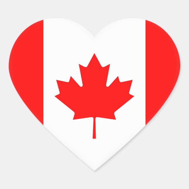 Canada (Canadian) Flag Heart Sticker (Front)