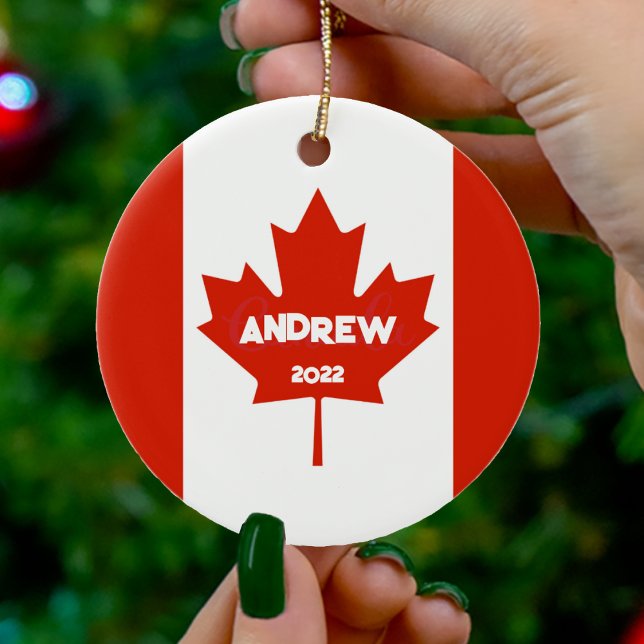 Canada Canadian Flag Maple Leaf Christmas Ceramic Tree Decoration (Canada Canadian Flag Christmas Ornament)