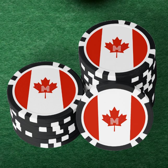 Canada Canadian Flag Maple Leaf Monogram Poker Chips (Canada Canadian Flag Maple Leaf Monogram Poker Chips)