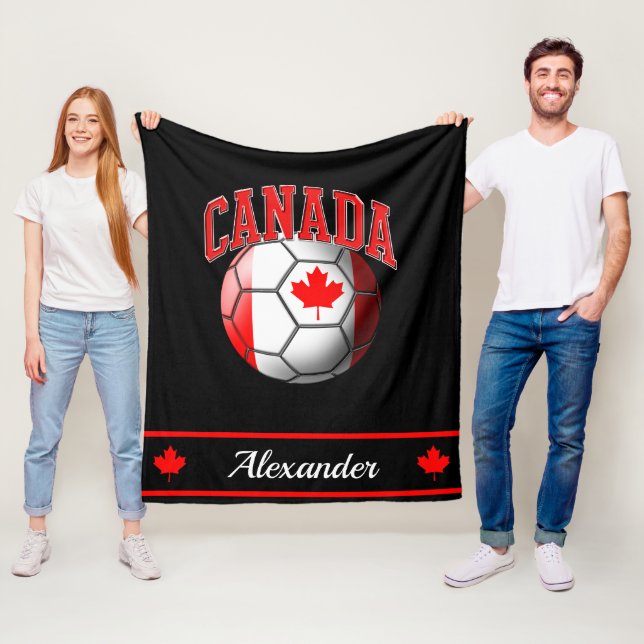 Canada Canadian Flag Soccer Ball | Name Fleece Blanket (In Situ)