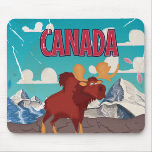 Canada Cartoon Vintage Moose Poster Mouse Mat