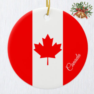 Canada Christmas Ornament, Canadian Flag Ceramic Tree Decoration