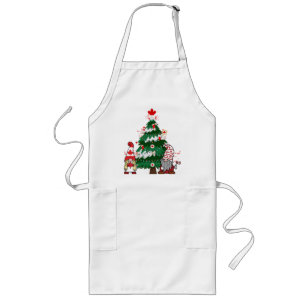 Canada Christmas Tree Canadian Ugly X-mas Sweater Long Apron