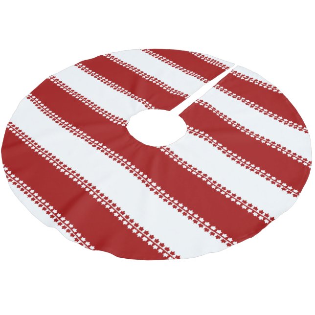 Canada Christmas Tree Skirt Maple Leaf Tree Skirt (Angled)