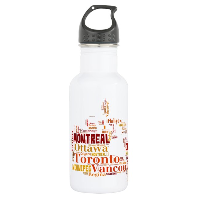Canada Cities Word Art 532 Ml Water Bottle (Front)