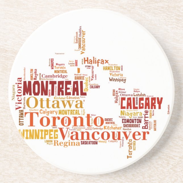 Canada Cities Word Art Coaster (Front)