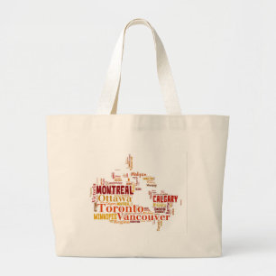 Canada Cities Word Art Large Tote Bag