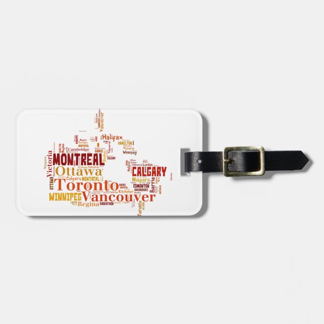 Canada Cities Word Art Luggage Tag (Front Horizontal)