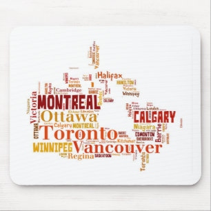 Canada Cities Word Art Mouse Mat